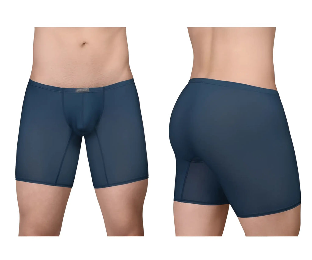 Dark blue men’s boxer briefs ergo wear ew1800 x4d se with smooth form-fitting fabric and subtle seam detailing