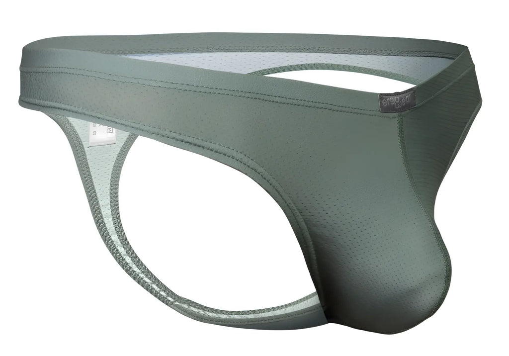 A sleek olive green mesh thong with contoured design and reinforced stitching from ergowear ew1801 x4d se