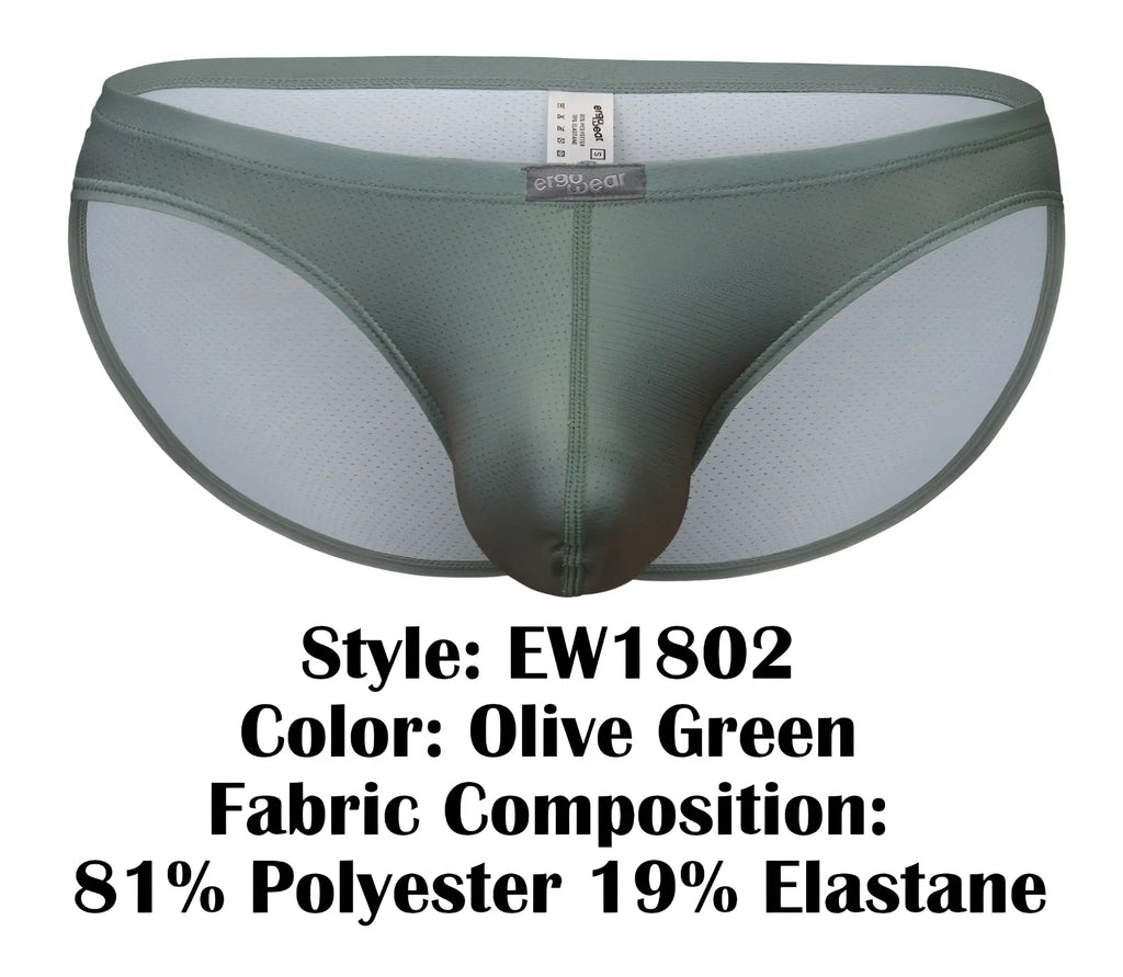 Ergowear ew1802 x4d se olive green men’s briefs made of 81 polyester 19 elastane with mesh panel design