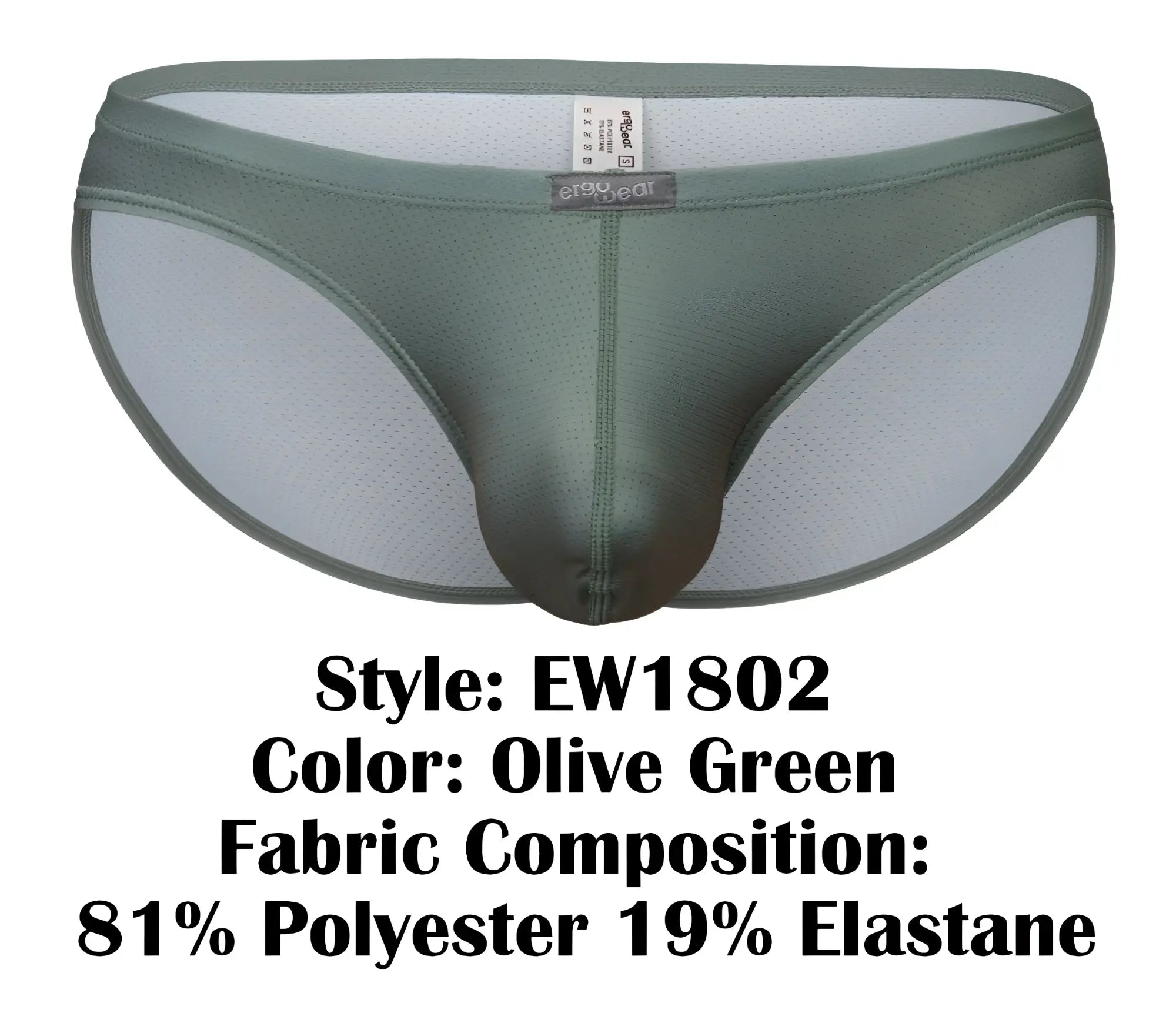Ergowear ew1802 x4d se olive green men’s briefs made of 81 polyester 19 elastane with mesh panel design