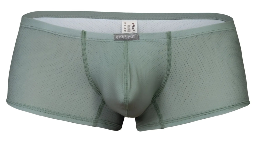A pair of ergo wear ew1803 x4d se trunks in olive green breathable mesh with contoured design and elastic waistband