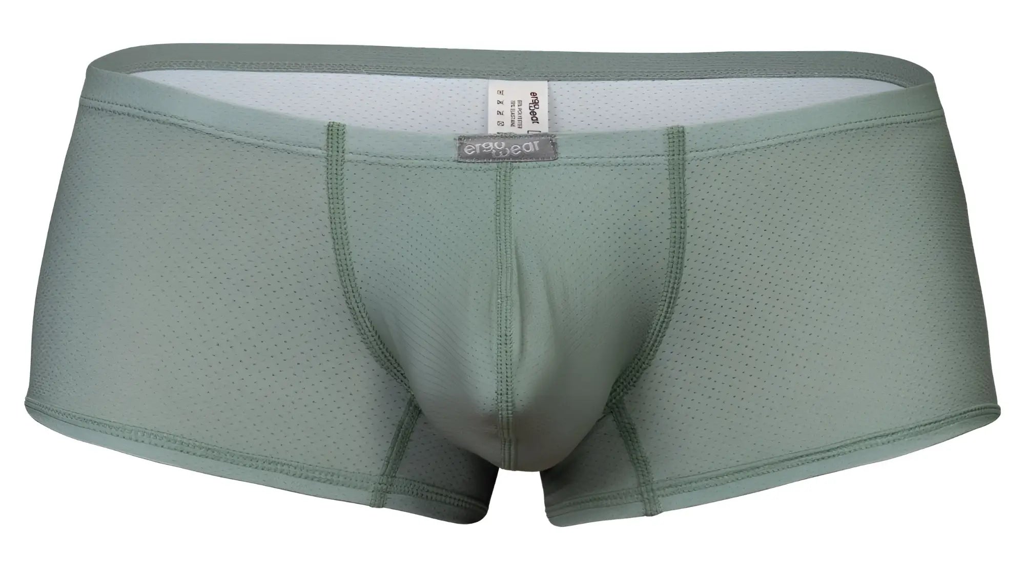 A pair of ergo wear ew1803 x4d se trunks in olive green breathable mesh with contoured design and elastic waistband