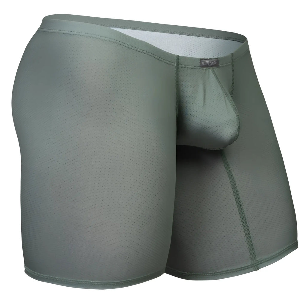 Olive green ergo wear ew1804 x4d se men’s boxer briefs with mesh panel and elastic waistband front view
