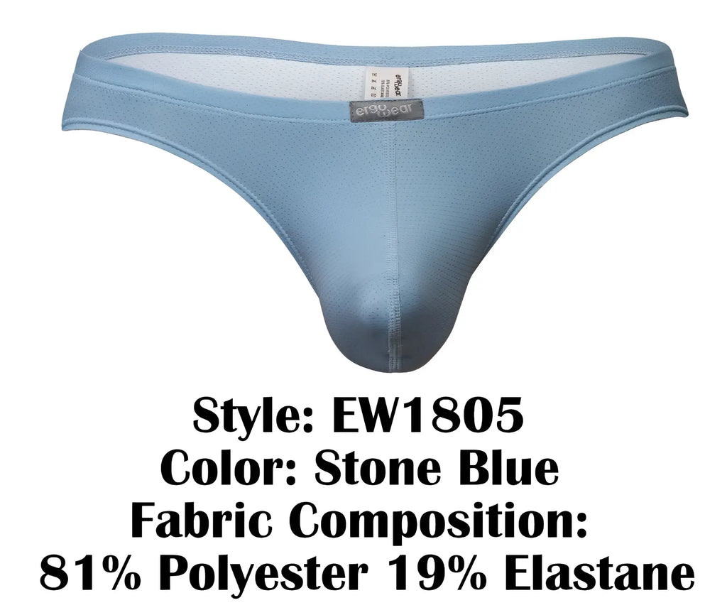 Stone blue ergo wear ew1805 x4d se men’s briefs made from 81% polyester 19% elastane fabric showing back side