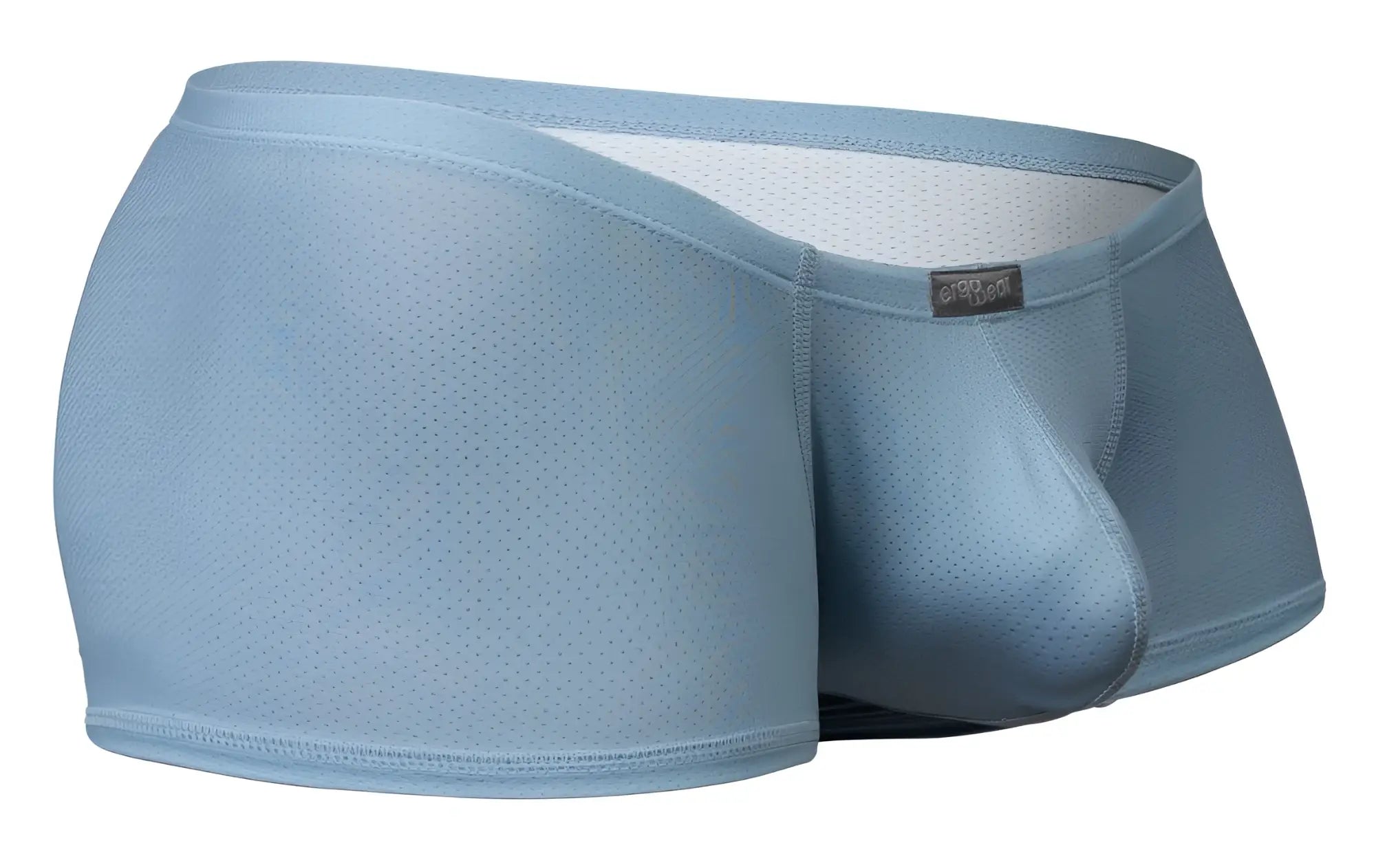Light blue mesh briefs with subtle textured pattern and black brand tag on waistband ergoWear ew1807 x4d se trunks