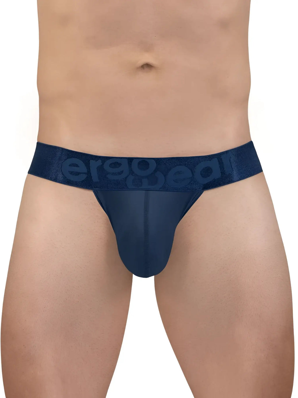 Navy blue ergo wear ew1812 max bold se g-string briefs with ergonomic design and textured waistband logo visible