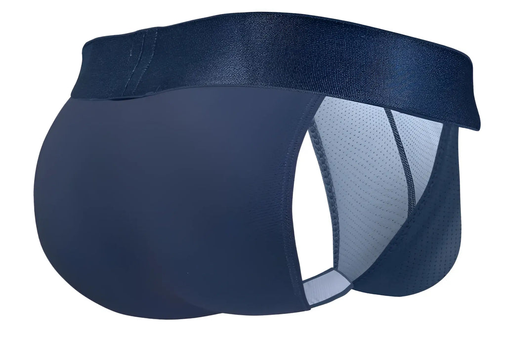 Navy blue ErgoWear EW1813 MAX BOLD SE bikini briefs with mesh side panel and elastic waistband front view