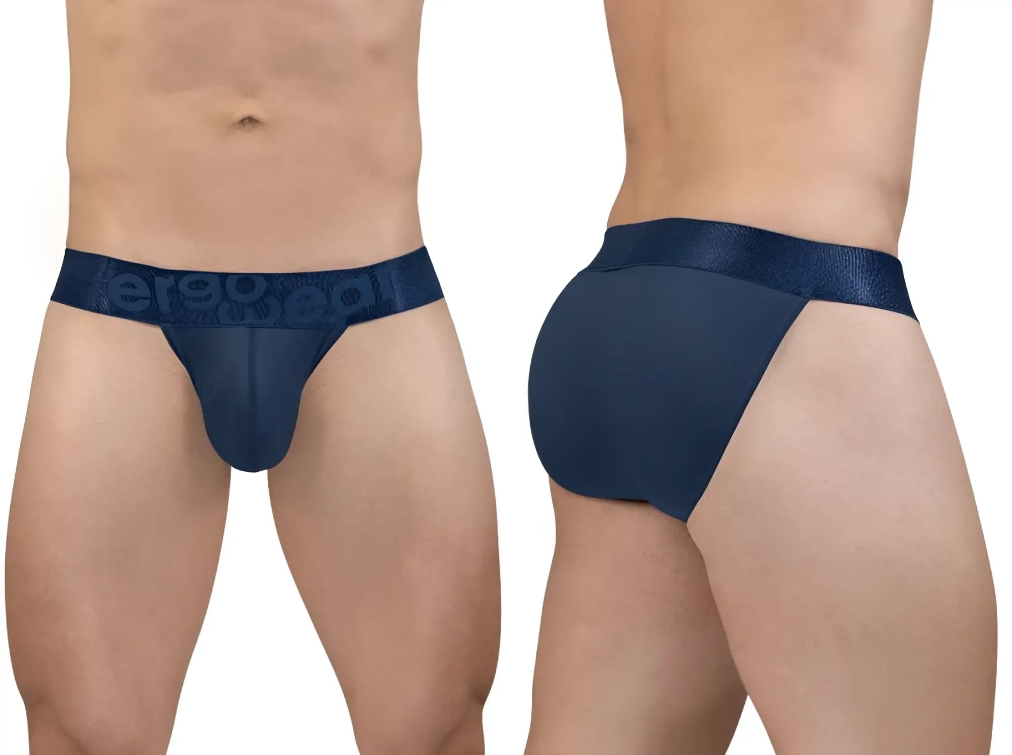 Navy blue mesh briefs with textured waistband featuring eroge branding from ergowear ew1813 max bold se bikini line