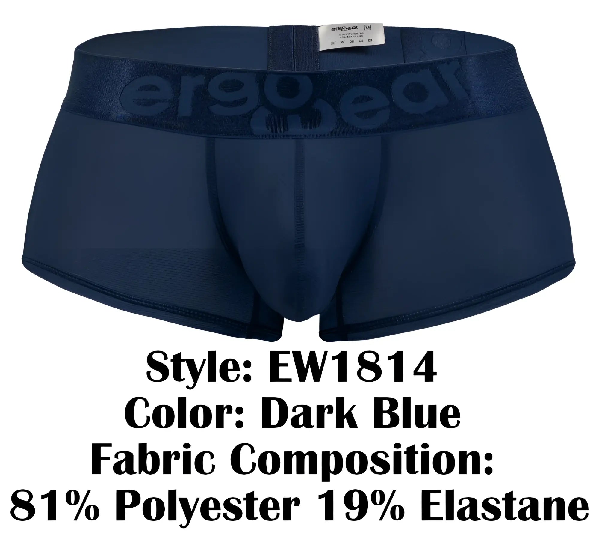 Dark blue ergo wear ew1814 max bold se ergonomic briefs with stretchy waistband and subtle embossed logo