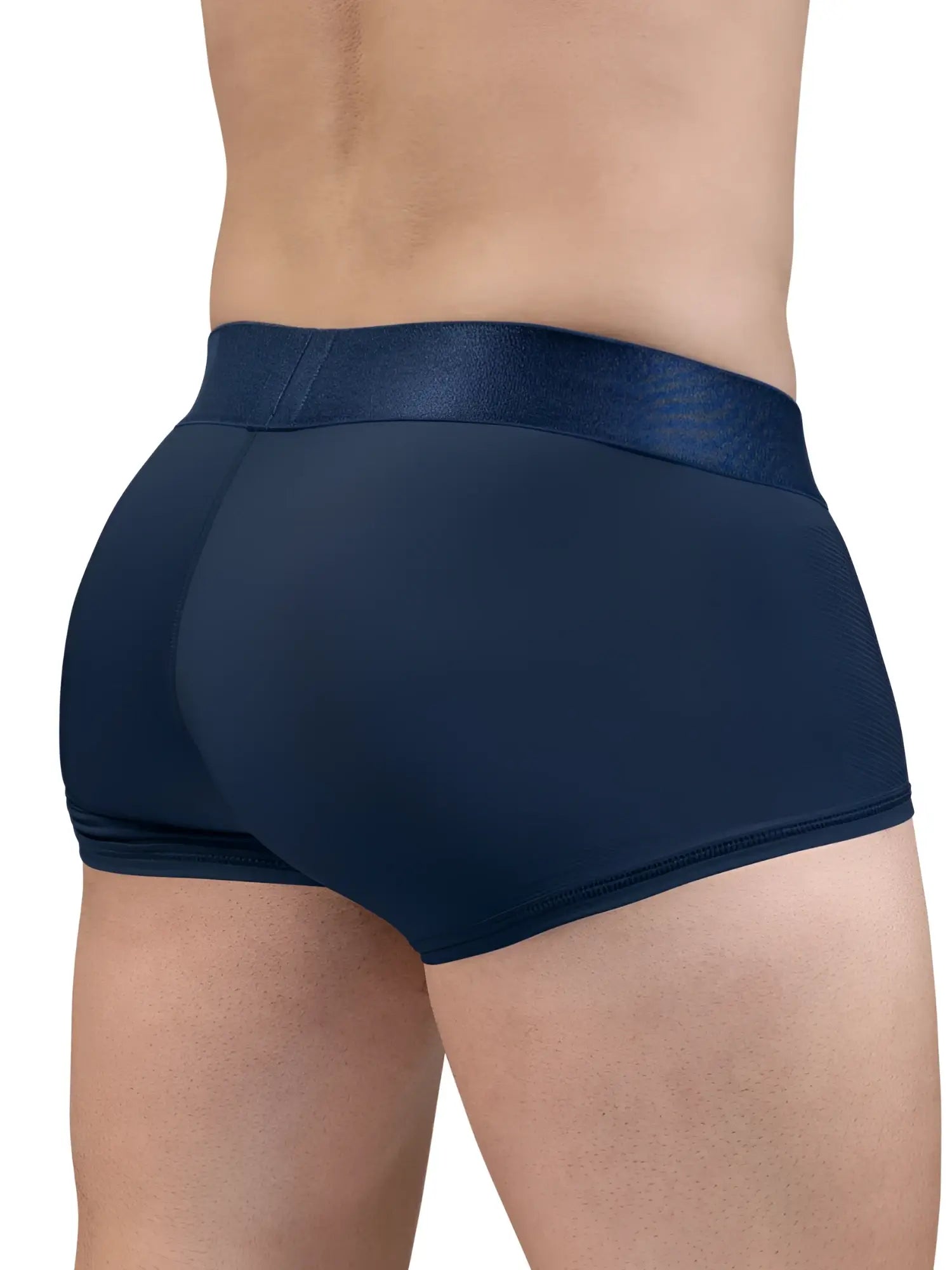 Navy blue ErgoWear EW1814 MAX BOLD SE trunks with textured waistband designed for comfortable men’s underwear