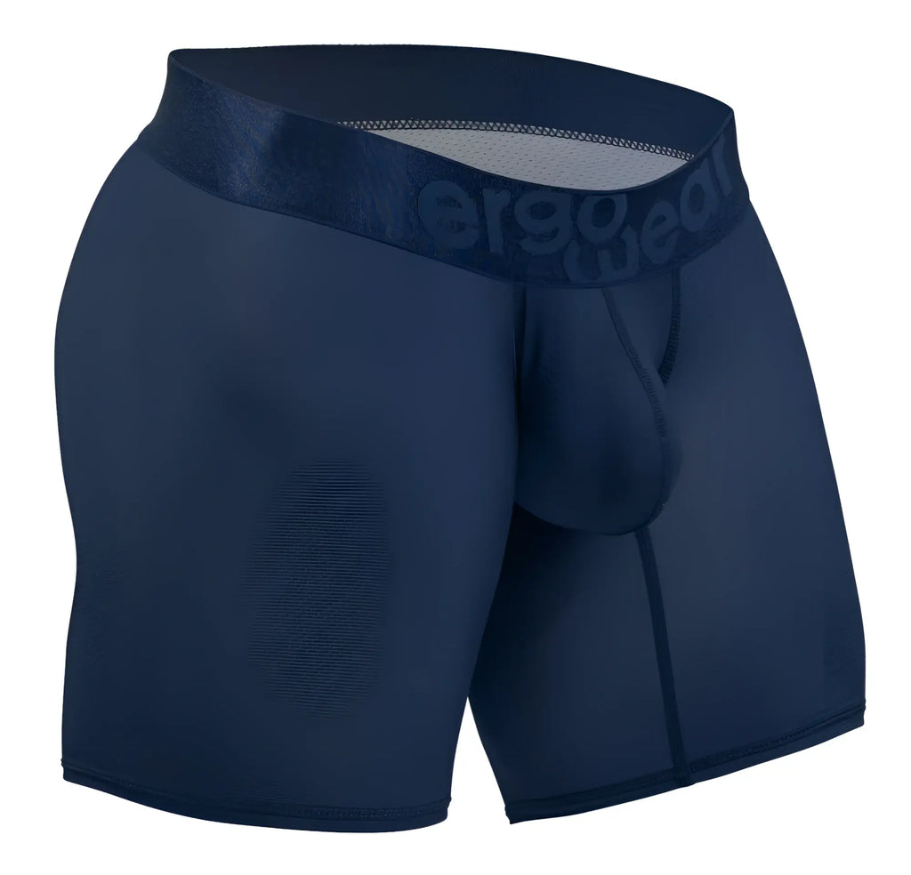 Navy blue ergo wear ew1815 max bold se ergonomic boxer briefs with textured waistband and logo branding