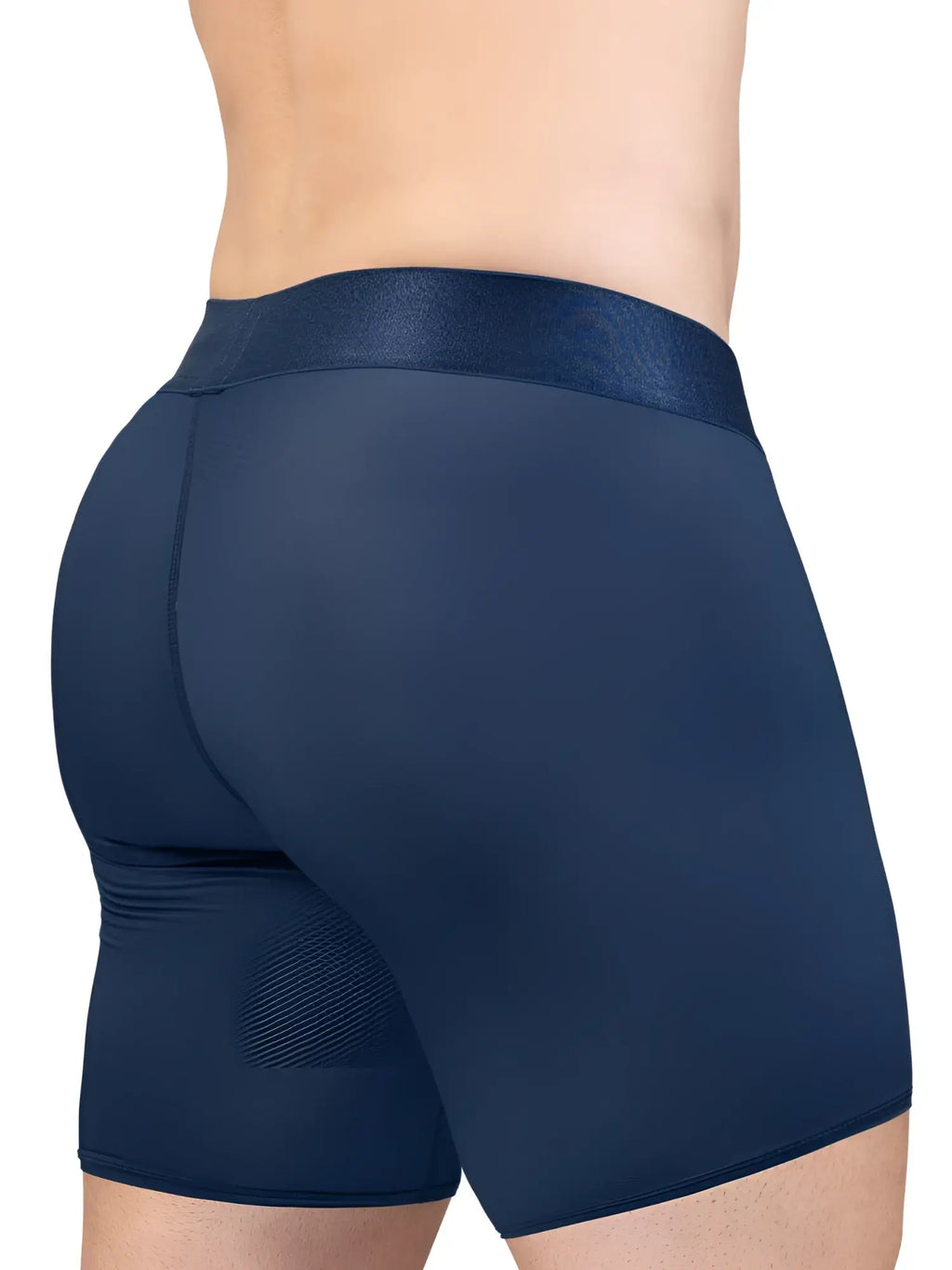 Navy blue seamless boxer briefs with textured waistband by ergowear ew1815 max bold se for comfortable daily wear