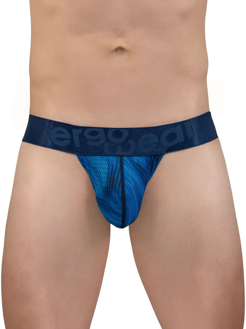 Blue patterned mens briefs with dark blue ergo gear waistband ergo wear ew1817 max bold se bikini mid blue