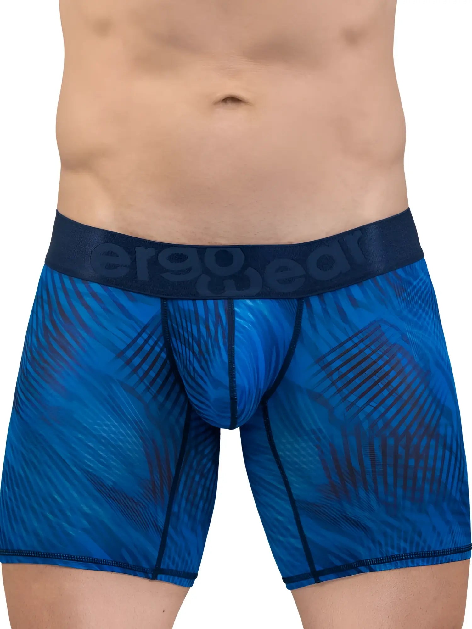 Blue patterned mid blue ergowear ew1819 max bold se boxer briefs with dark blue aerogear waistband