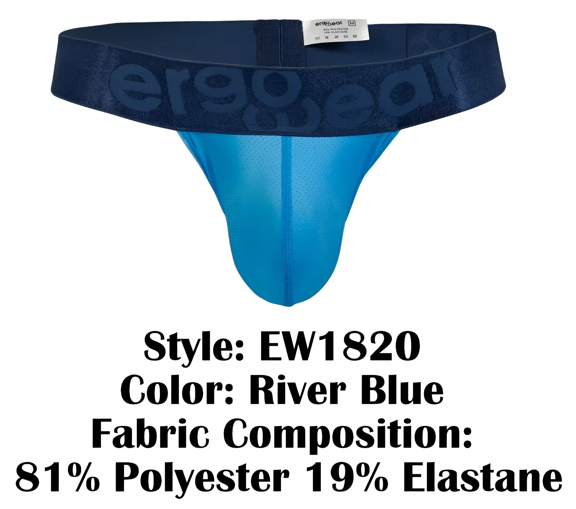 River blue ergowear ew1820 max bold se g-string thong with mesh front panel made from polyester and elastane
