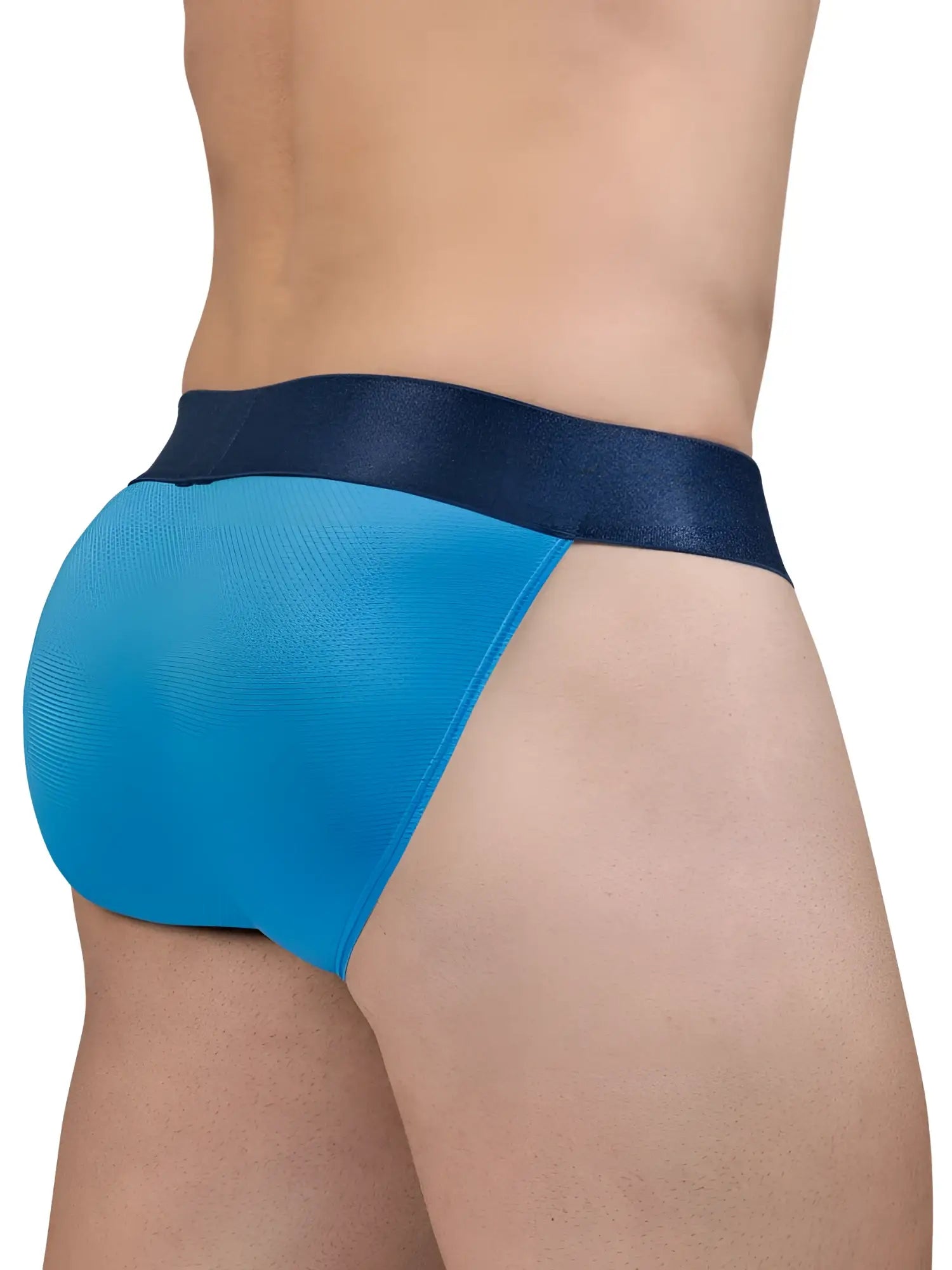 Blue athletic briefs ergoWear ew1821 max bold se bikini with dark navy elastic waistband in river blue color