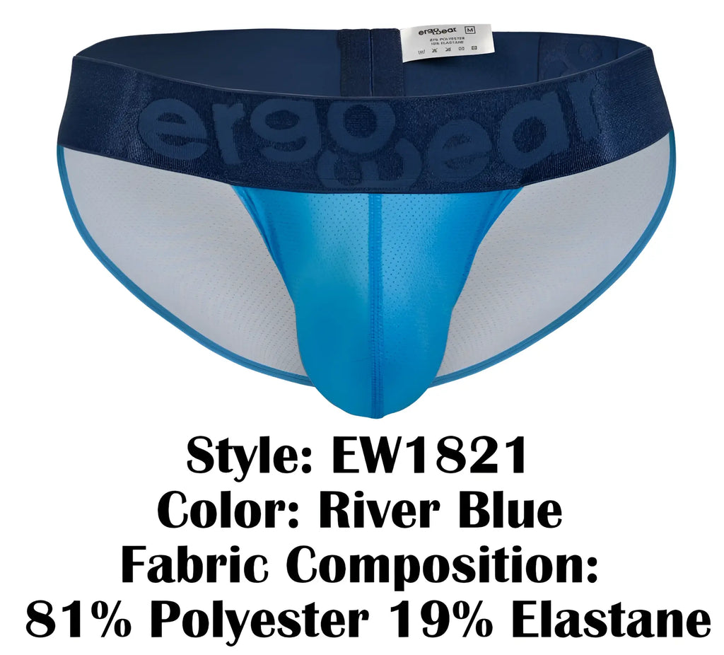 Ergowear ew1821 max bold se bikini in river blue with supportive mesh panels made of 81 polyester 19 elastane