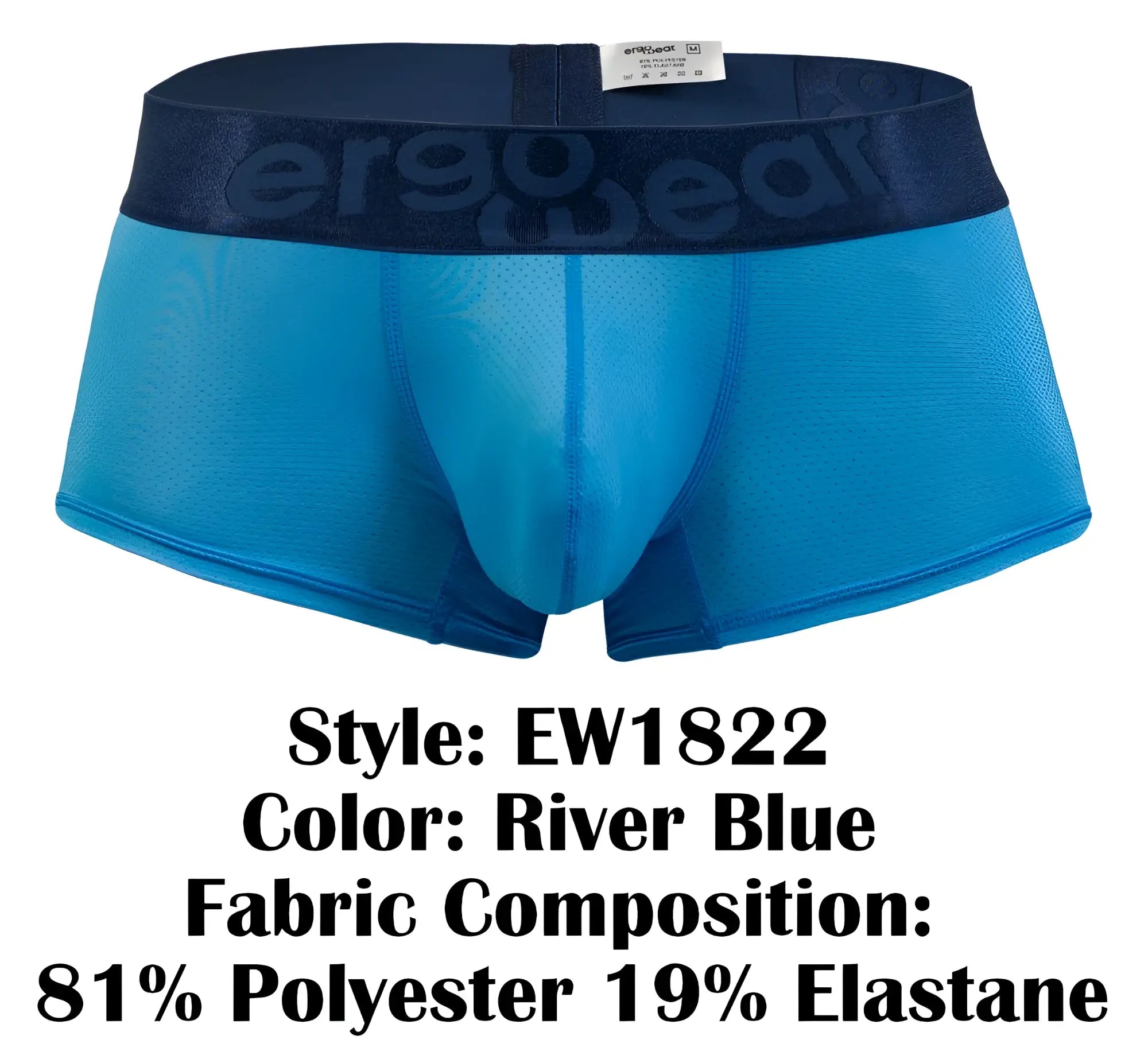 River blue men’s briefs in breathable mesh fabric with ergowear elastic waistband ergonomic support