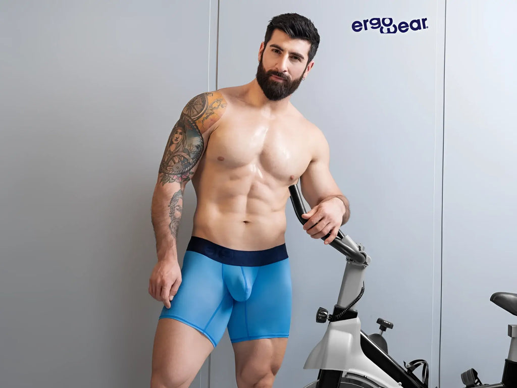 Ergowear ew1823 max bold se boxer briefs in river blue with black waistband and ergonomic fabric design