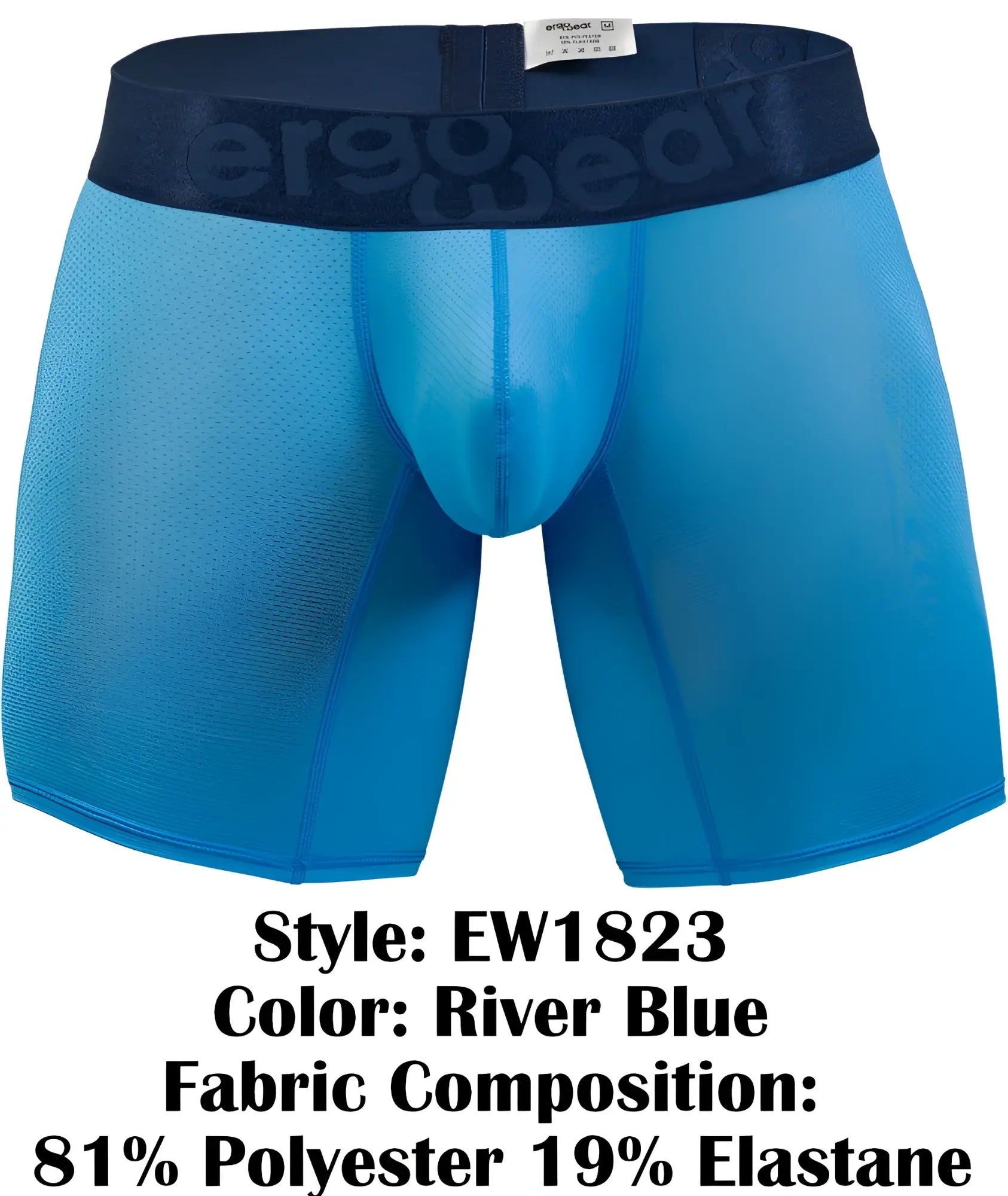River blue ergo wear ew1823 max bold se men’s boxer briefs in breathable mesh fabric with elastic waistband
