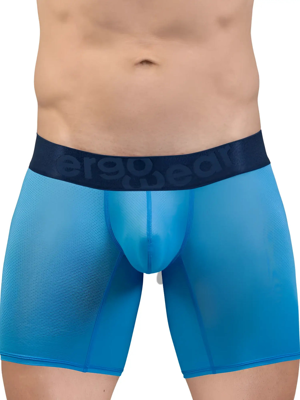 Blue sheer ergoWear ew1823 max bold se boxer briefs with dark blue aerogear waistband in river blue color