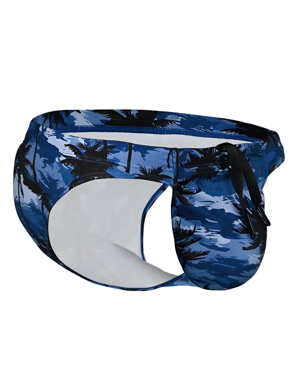 Ergowear ew1824 feel sw dark blue palms swim bikini featuring blue and black palm tree pattern with white lining