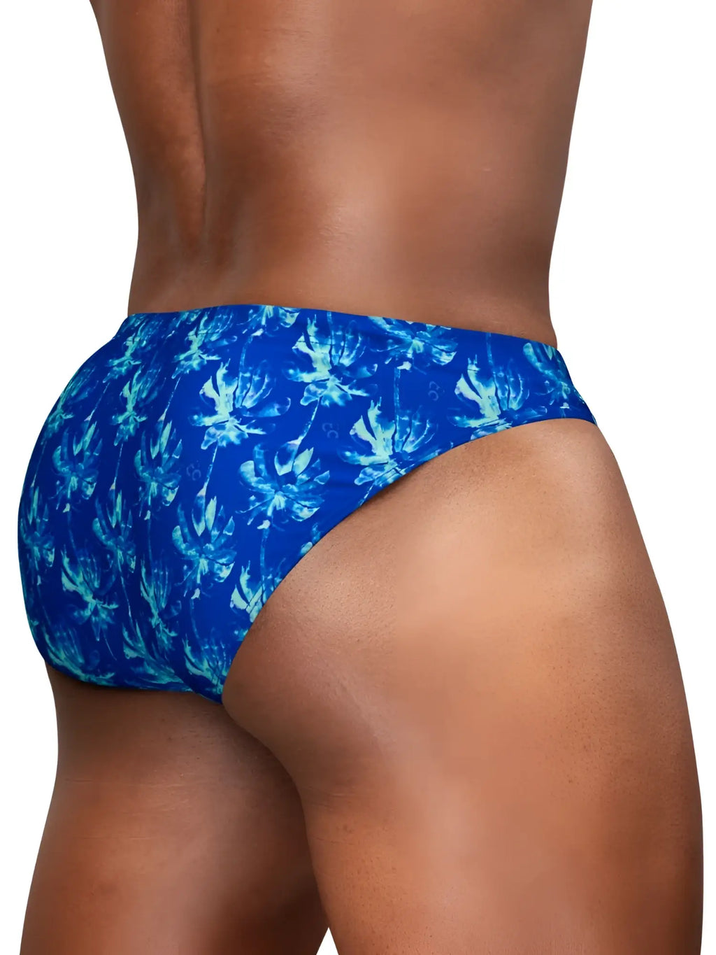 ErgoWear ew1826 feel sw swim bikini in royal blue with vibrant blue floral-patterned tie-dye swim trunks design