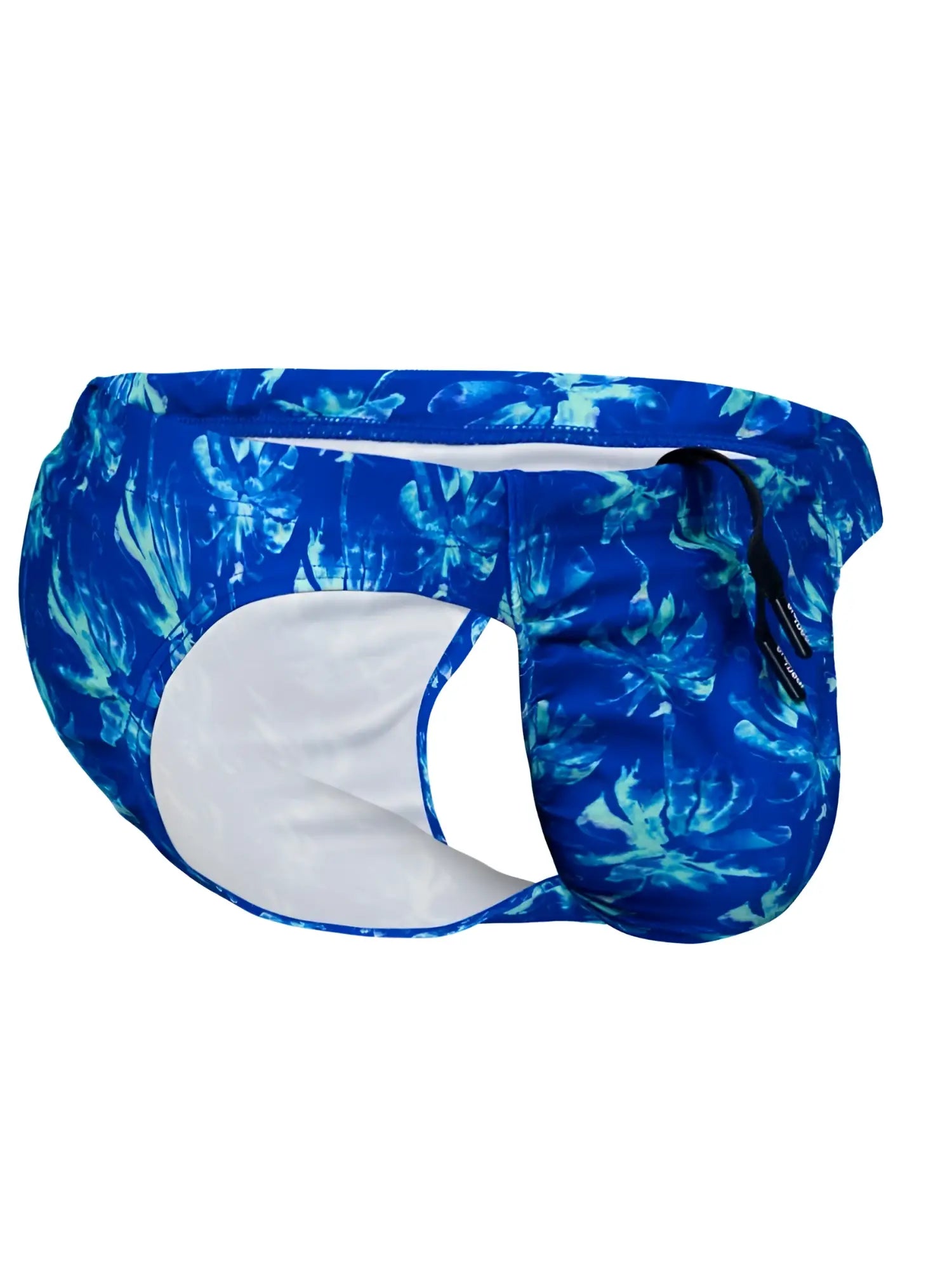 Blue and teal floral-patterned swim bikini with white lining by Ergowear for comfortable swimwear use