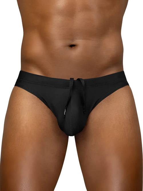 Black ErgoWear EW1830 X4D SW swim thongs with a drawstring waistband and contoured design for comfortable fit