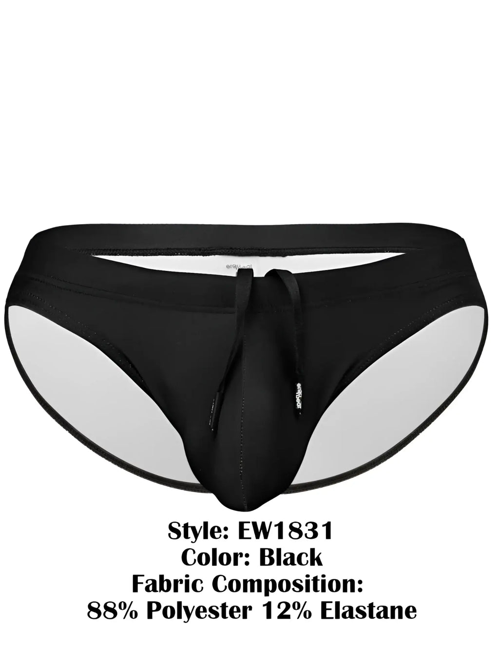 Black mens swim bikini by ergowear ew1831 x4d sw with sleek form-fitting design and contrasting white inner lining