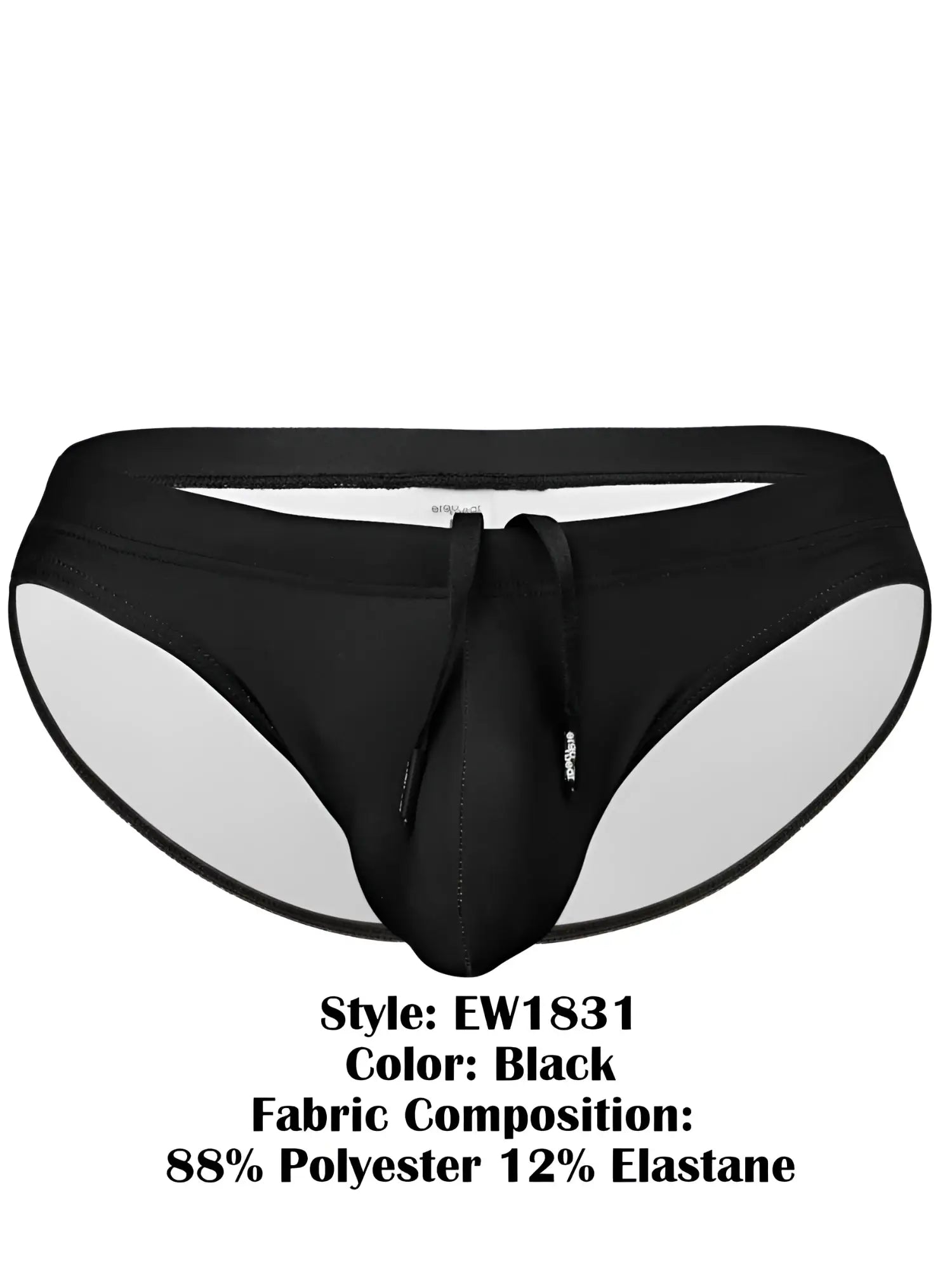 Black mens swim bikini by ergowear ew1831 x4d sw with sleek form-fitting design and contrasting white inner lining