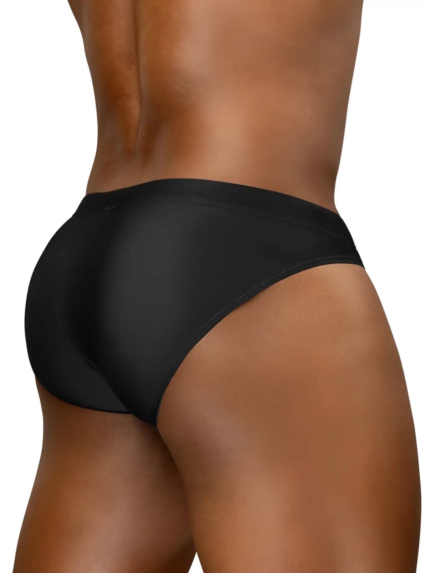 Black sleek form-fitting swim bikini briefs with smooth satin-like finish from ergowear ew1831 x4d collection
