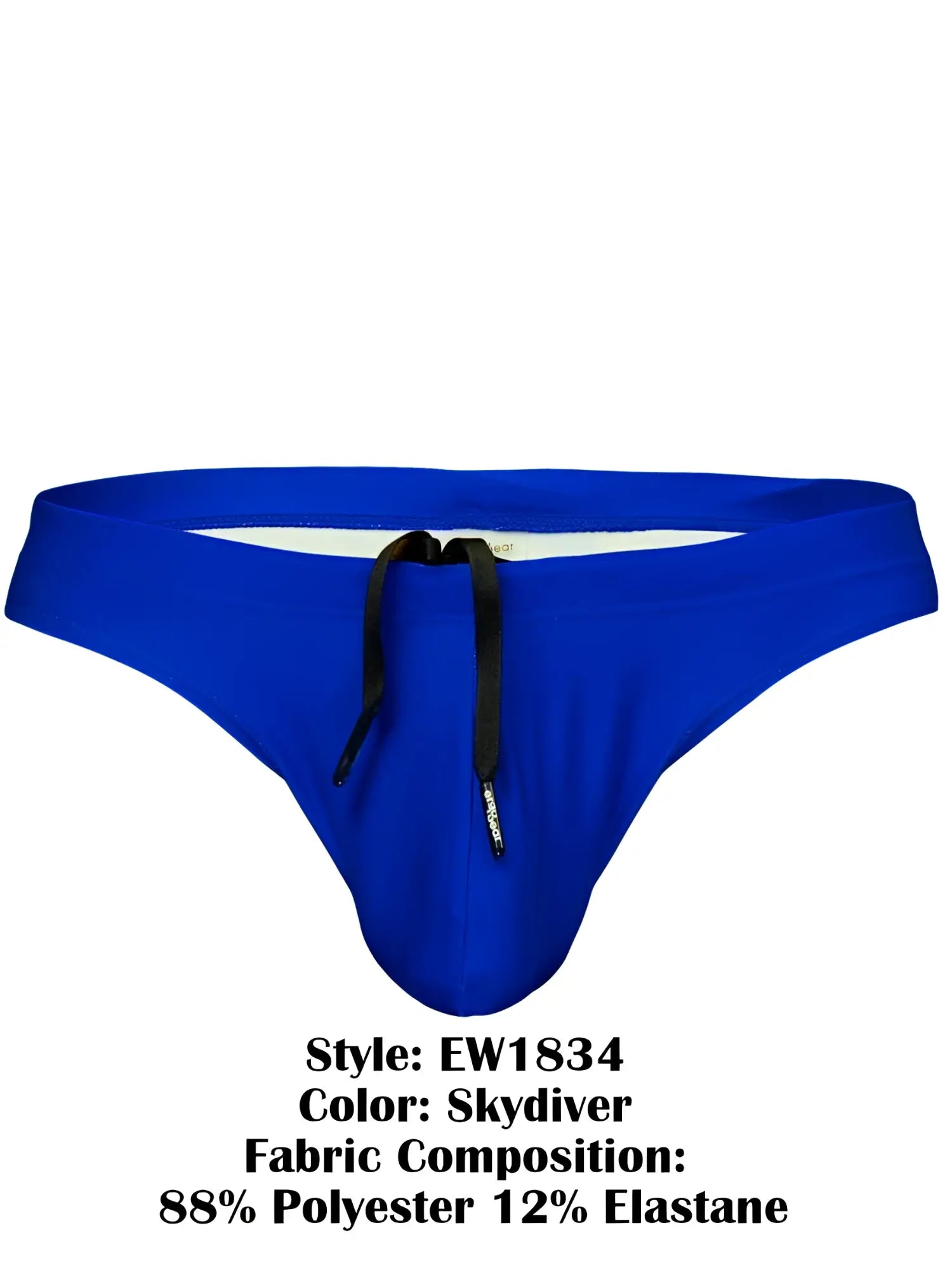 Bright blue ergoWear EW1834 X4D SW swim thong with black drawstring made of 88% polyester 12% elastane