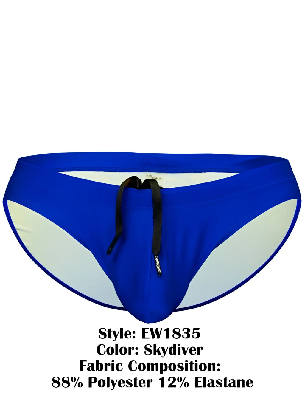 ErgoWear EW1835 X4D skydiver swim bikini in blue and white with black drawstring made from 88% polyester and 12% elastane