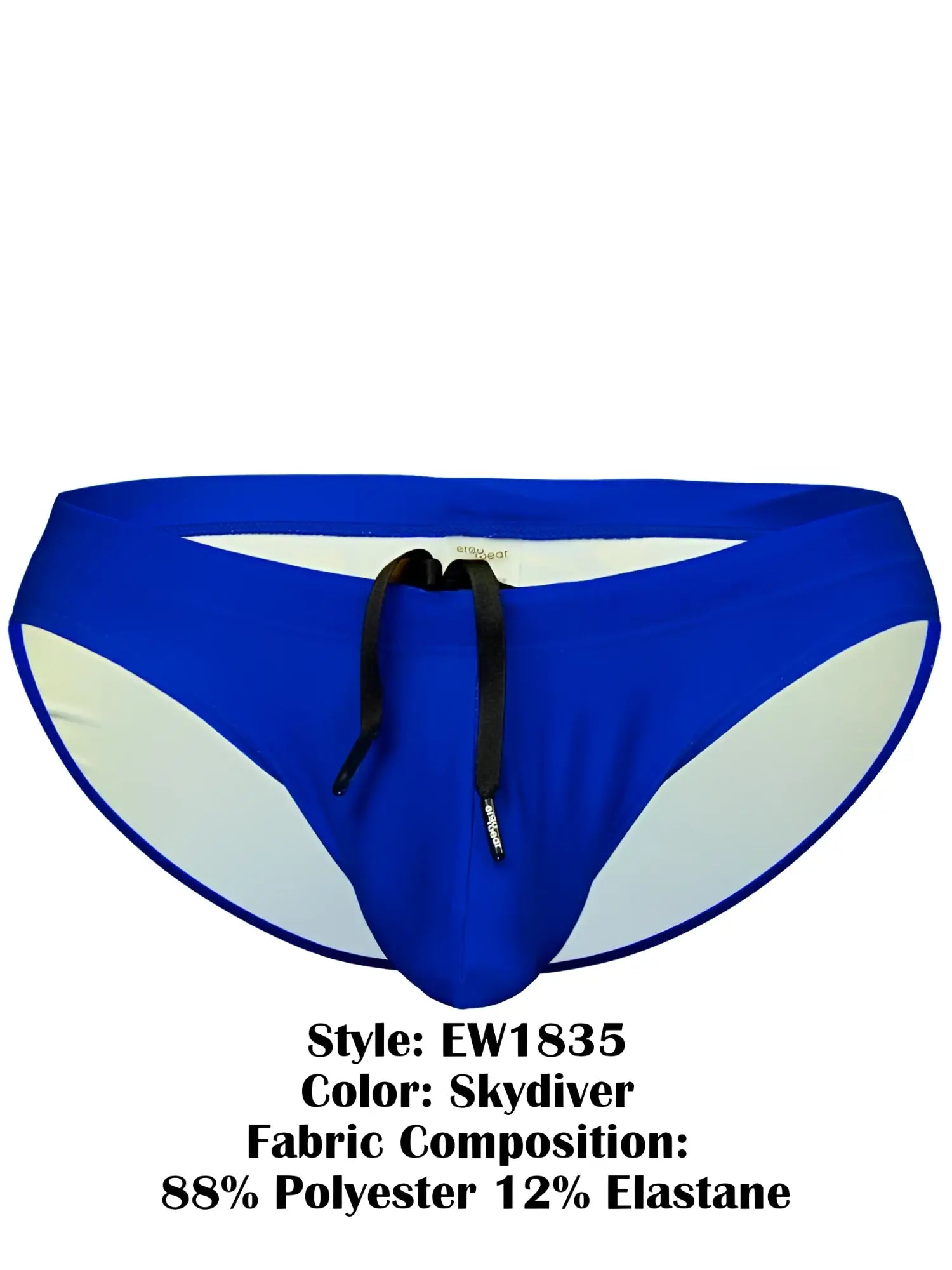 ErgoWear EW1835 X4D skydiver swim bikini in blue and white with black drawstring made from 88% polyester and 12% elastane