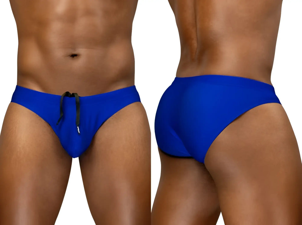 Ergo wear ew1835 x4d skydiver swim bikini in bright blue with black drawstring waist for swimming and beach use