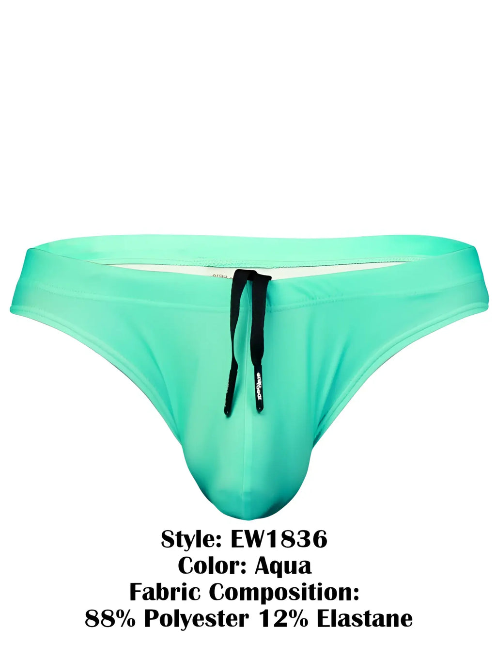 ErgoWear ew1836 x4d aqua men’s swim thongs with black drawstring made from 88 polyester 12 elastane