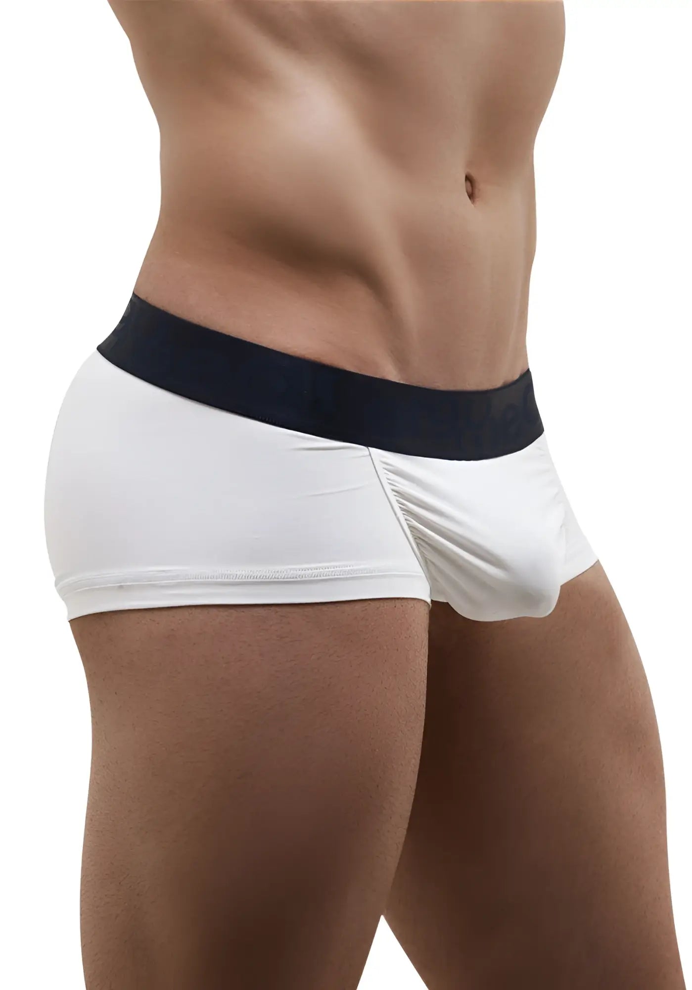 White ergowear feel xv boxer brief underwear with black elastic waistband in size s front view