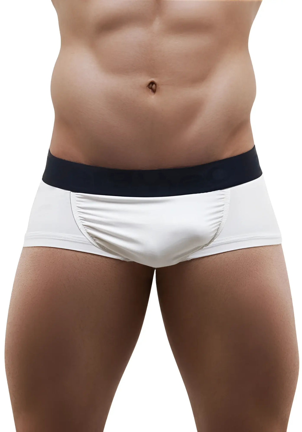 Ergowear feel xv white men’s briefs with contrasting navy blue waistband in size small for comfortable support