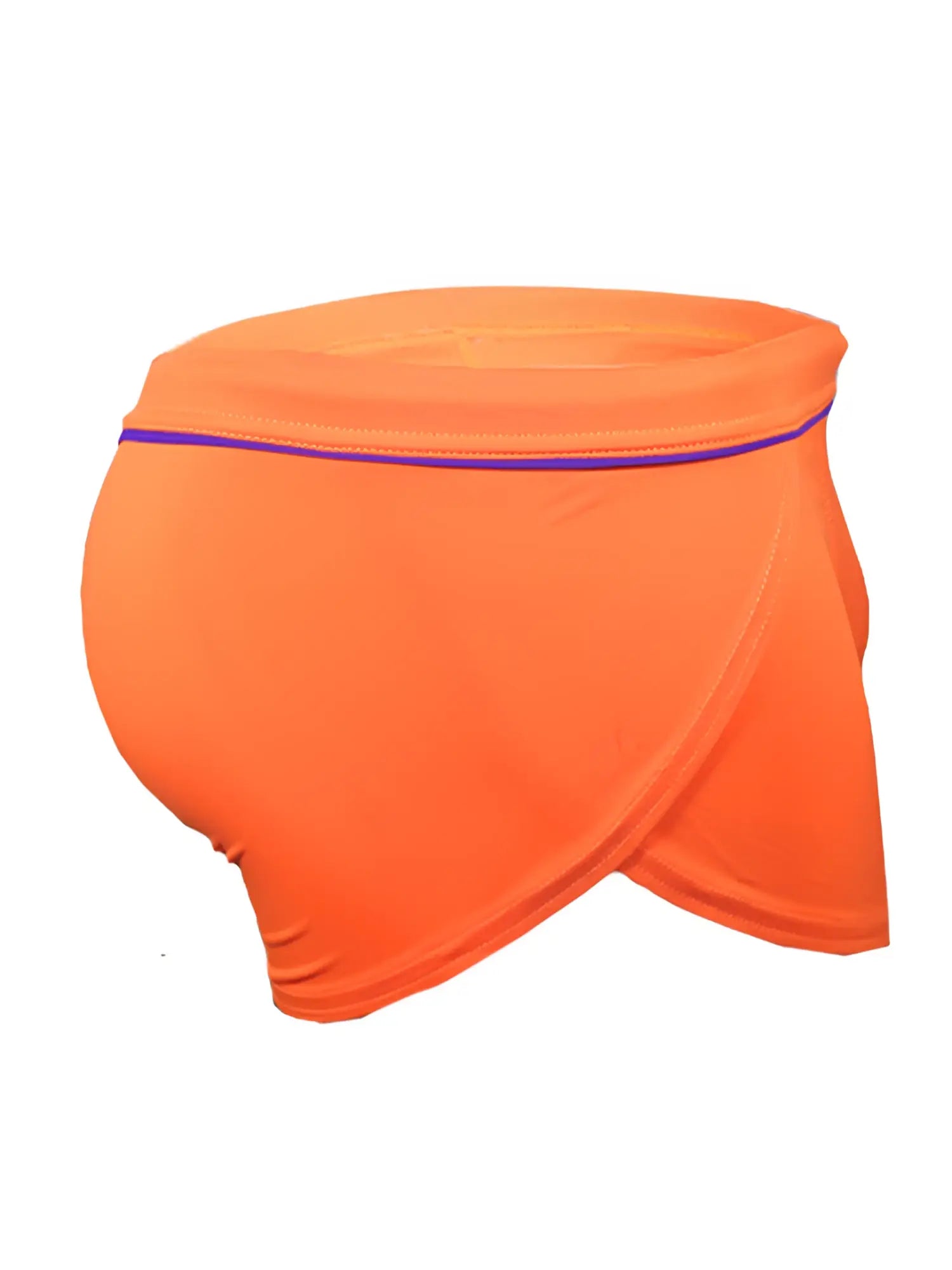 Ernesto square trunk bright orange athletic briefs with purple waistband trim designed for active wear