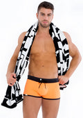 Eros Veneziani orange swim trunks with black trim and drawstring waistband in fluorescent orange and black size M/L
