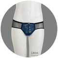 Blue lace eros veneziani push up bikini briefs with black elastic waistband and sheer mesh panels size l xl