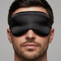 MetroMaleWear silky eye mask black satin with smooth glossy finish and elasticized edges for comfortable sleep