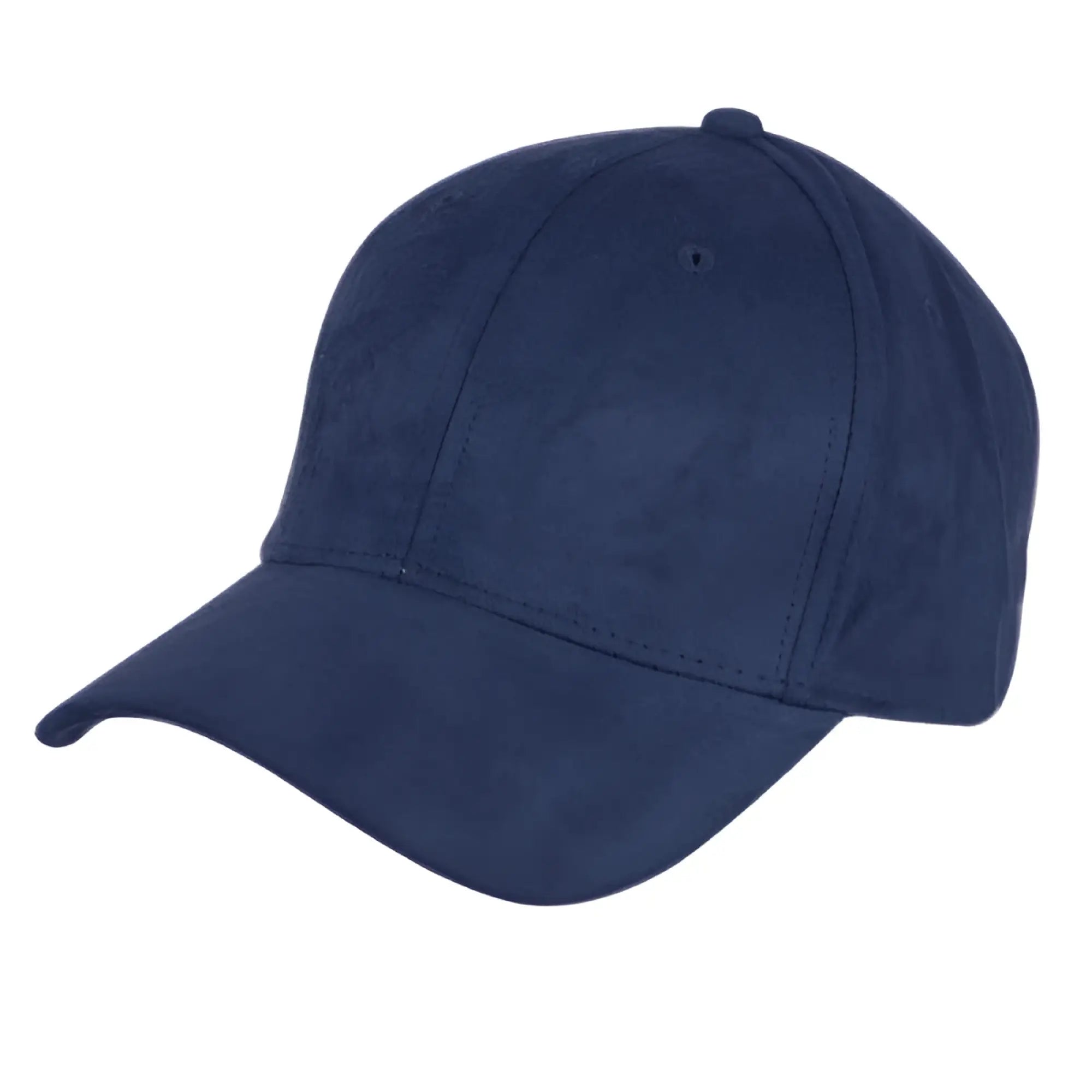 Navy blue faux suede baseball cap showcasing soft material and stylish design available in eight colors