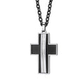 Black and silver fede cross pendant with sleek modern design featuring three vertical stripes on the center
