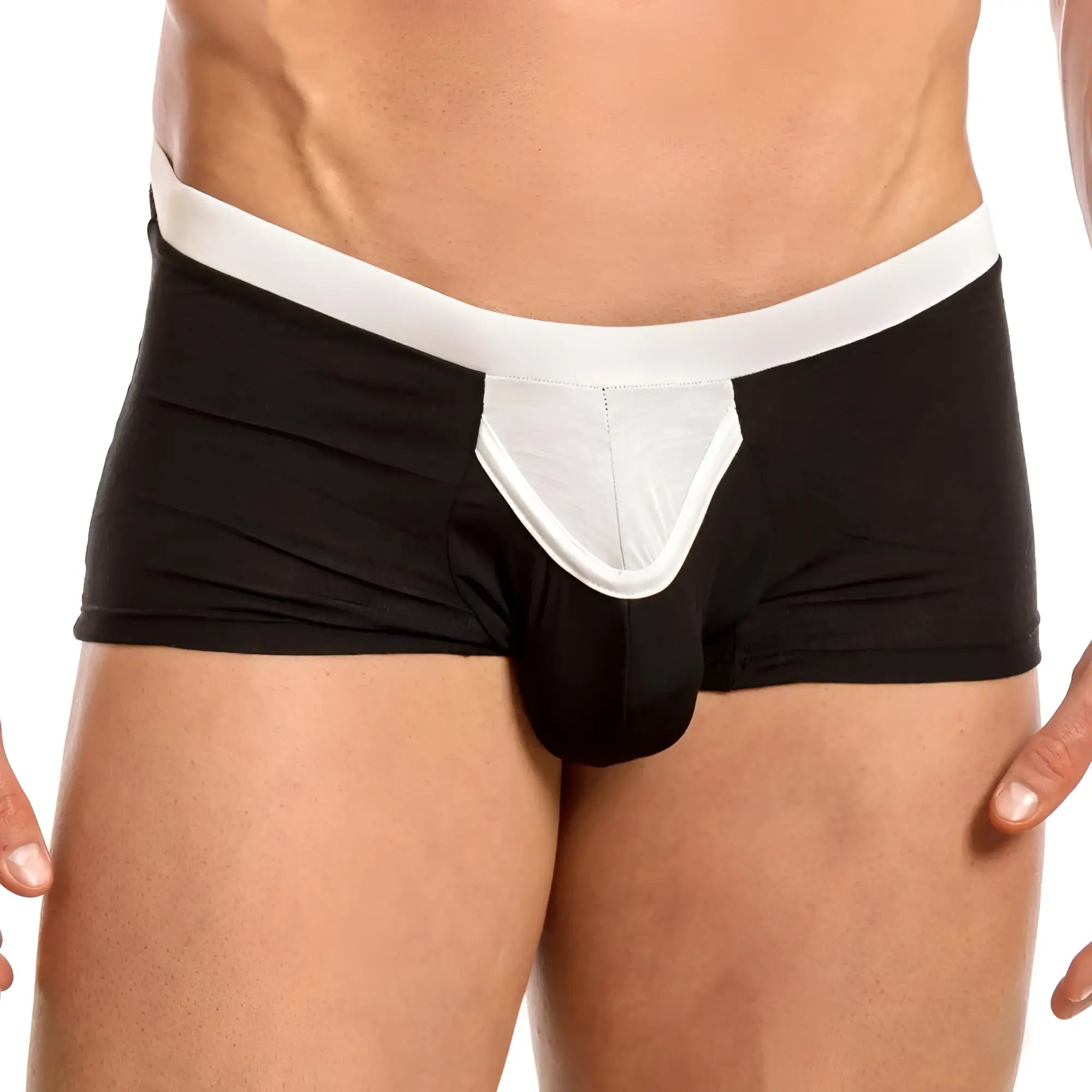Feel feg020 boxer trunk men’s briefs black and white with a contrasting white front panel for everyday comfort