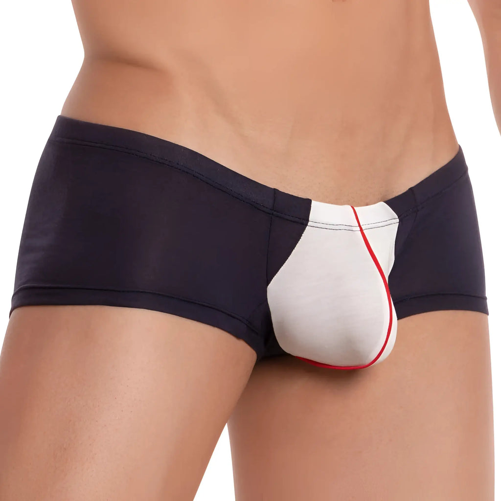 Feel feg023 boxer trunk black and white men’s briefs with red trim made of soft breathable fabric