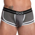 Feel FEG026 boxer trunk gray mesh briefs with white and black trim and feel logo on waistband