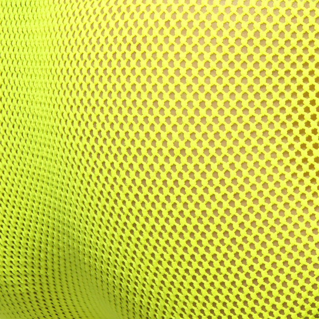 Bright neon yellow fever mesh brief with breathable hexagonal pattern mesh fabric for enhanced airflow