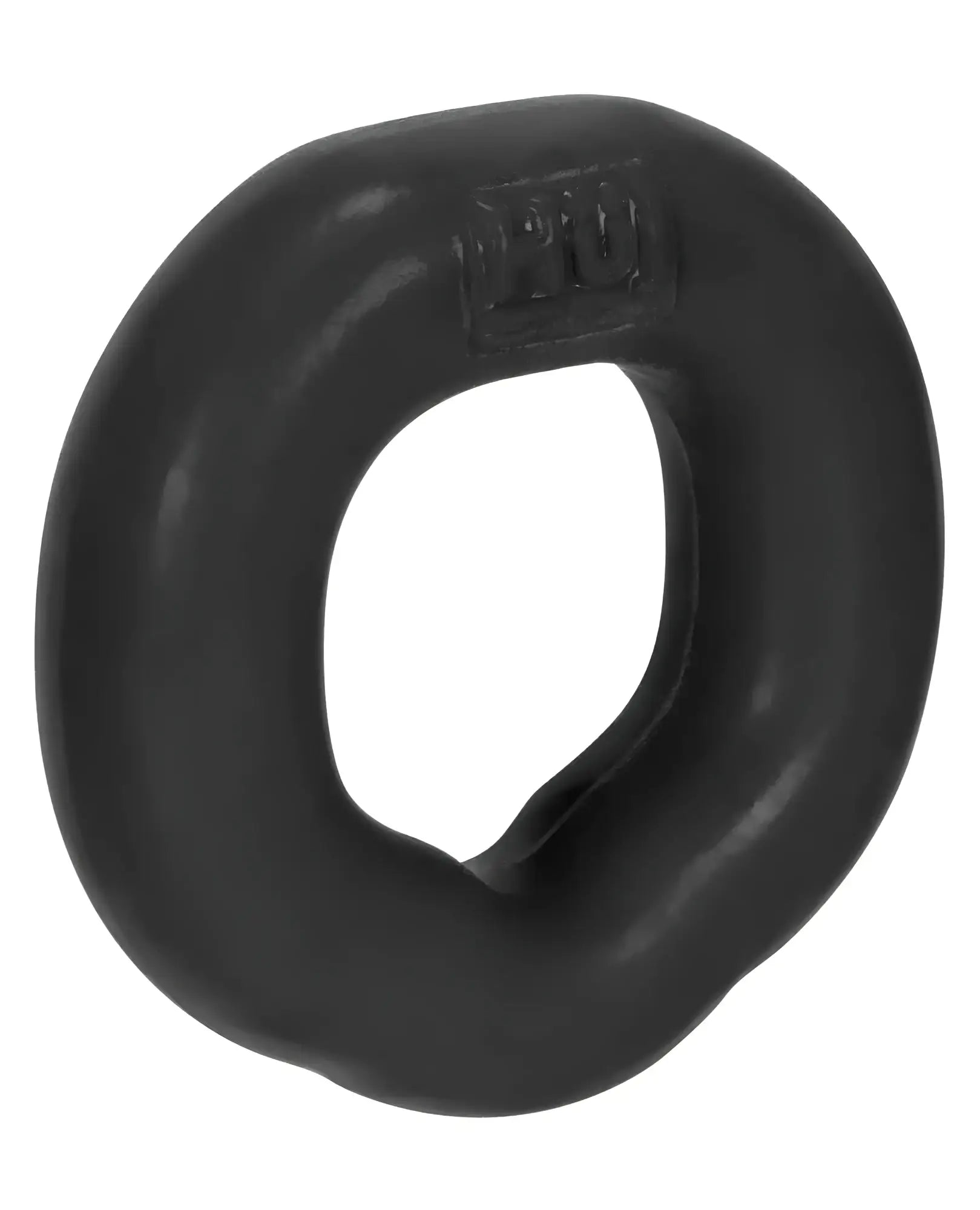 Black matte silicone fit ergo long-wear c-ring with organic shape and embossed pro logo inside surface